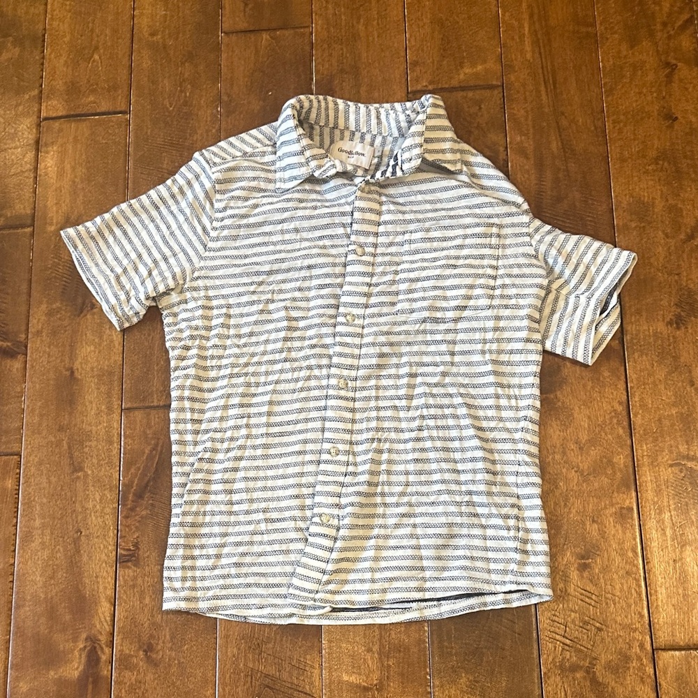 Goodfellow & Co Men’s Cream and Navy Knit Button-Up Size Small - Picture 1 of 3
